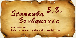 Stamenka Brebanović vizit kartica
